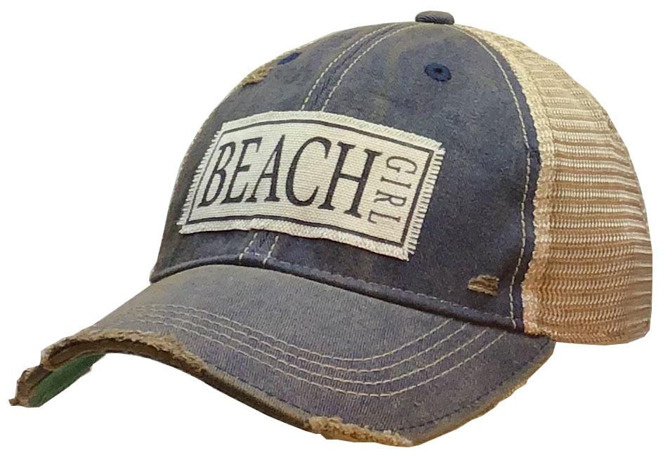 Vintage Life - Vintage Life "Beach Girl" Distressed Trucker Cap in Navy Blue - Little Miss Muffin Children & Home