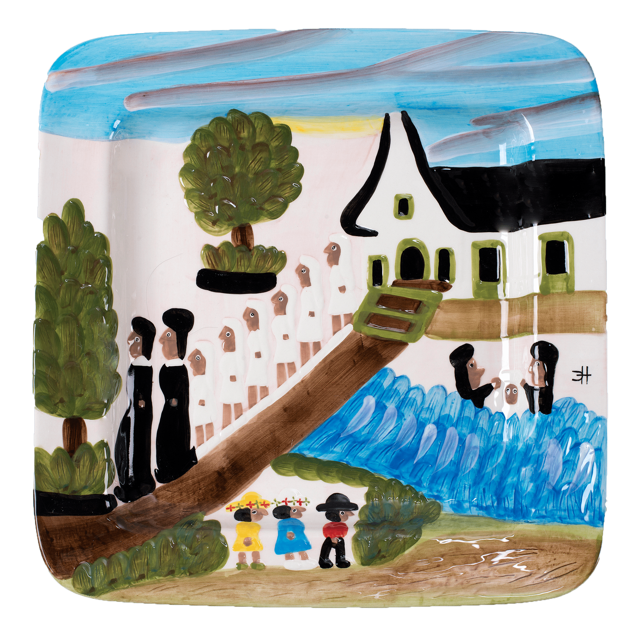 Clementine Hunter, Gitter Gallery - Clementine Hunter Baptism on Cane River Square Platter CH2100 - Little Miss Muffin Children & Home