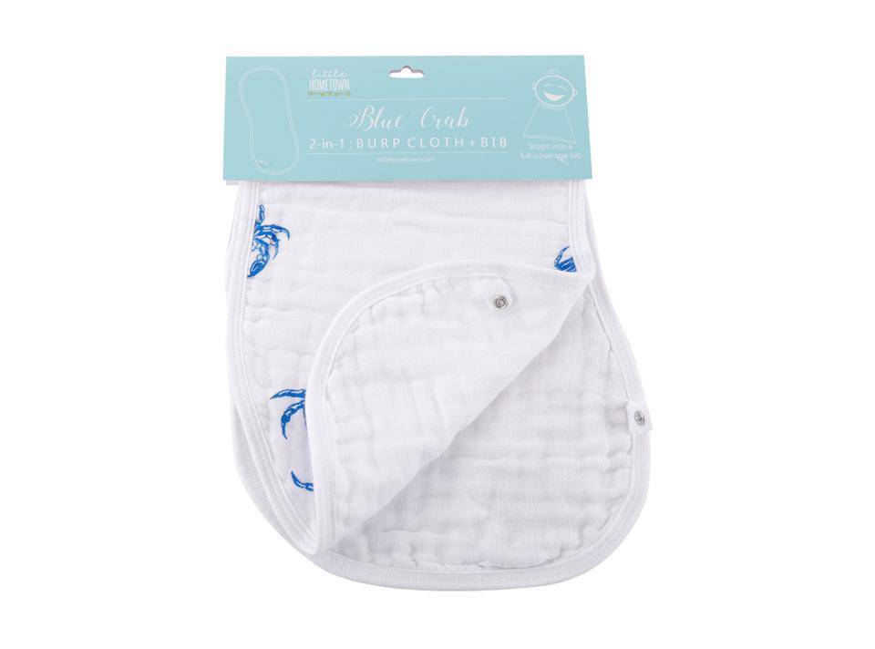 Little Hometown - Little Hometown Blue Crab 2-in-1 Burp Cloth and Bib - Little Miss Muffin Children & Home