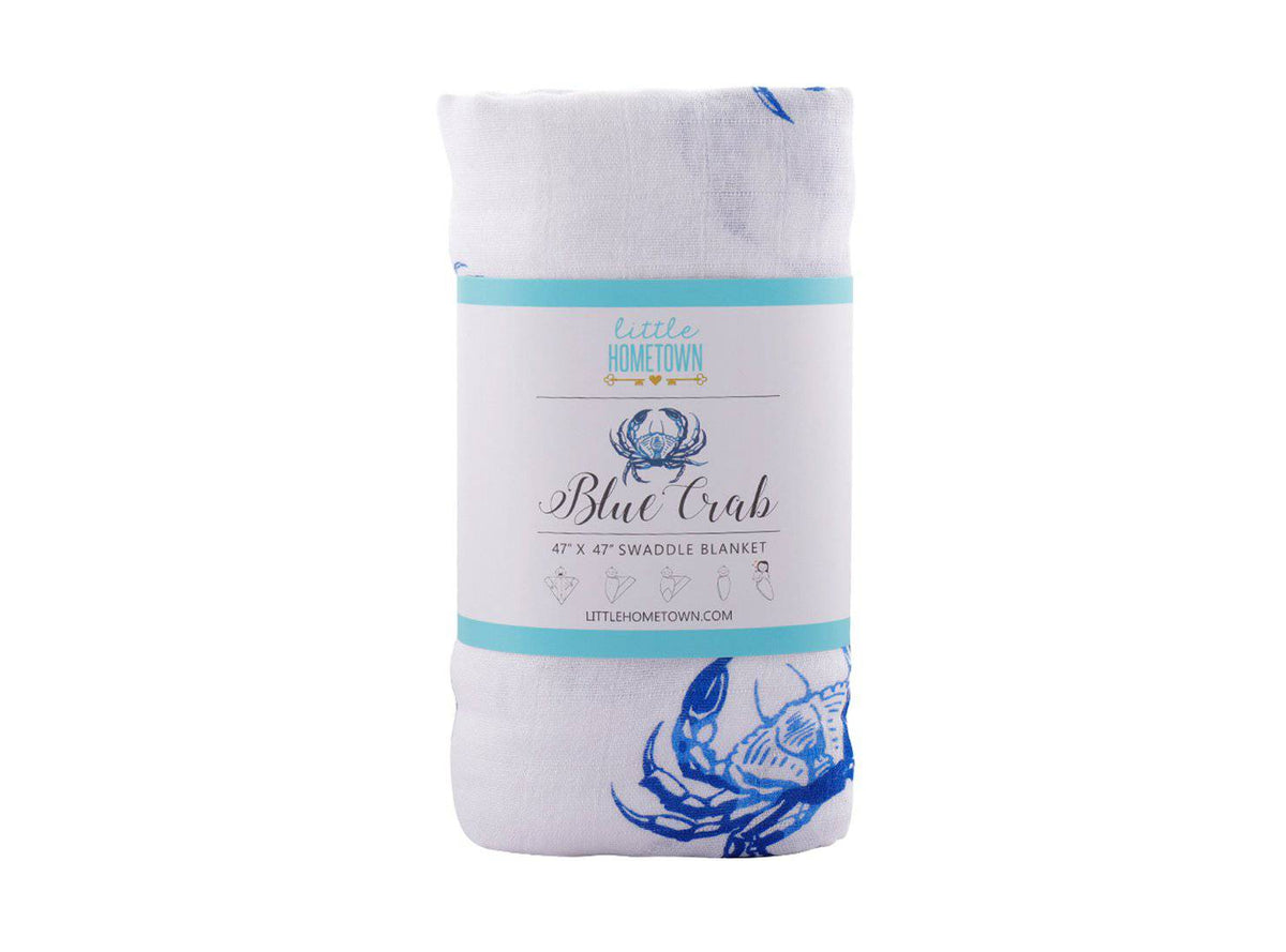 Little Hometown - Little Hometown Blue Crab Swaddle Blanket - Little Miss Muffin Children & Home