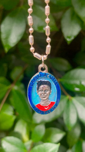 Saints For Sinners Saints For Sinners Blessed Carlo Acutis Hand Painted Medal - Little Miss Muffin Children & Home