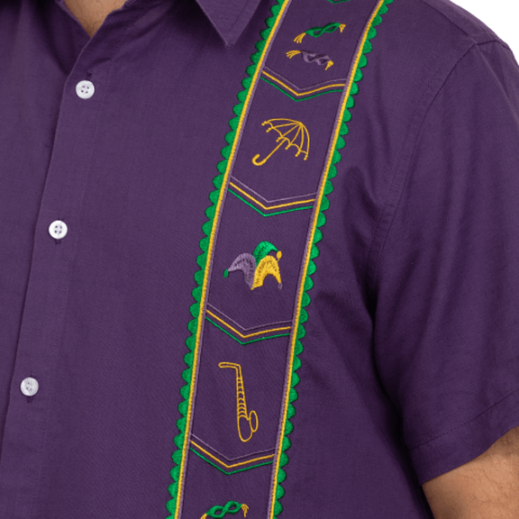 Dat Mambo Shirt - Dat Mambo Shirt Mardi Gras Guayabera in Purple - Little Miss Muffin Children & Home
