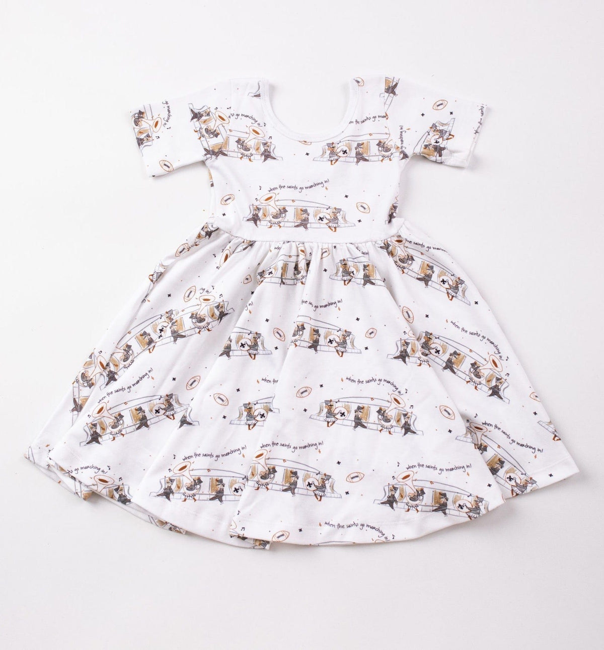 Nola Tawk - Nola Tawk Saints Marching In Organic Cotton Dress - Little Miss Muffin Children & Home