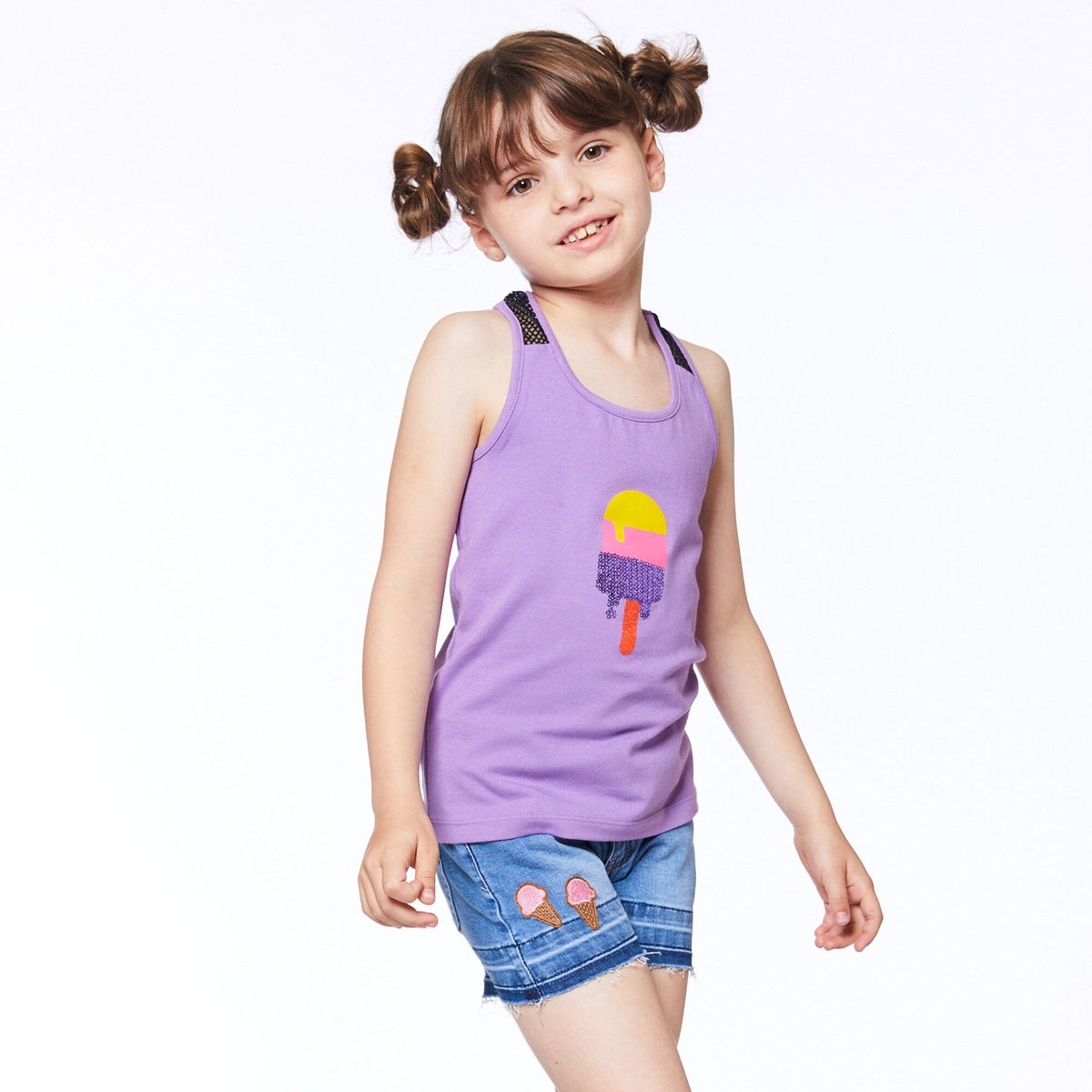 DEUX PAR DEUX Deux Par Deux T-Back Tank Top With Mesh - Little Miss Muffin Children & Home