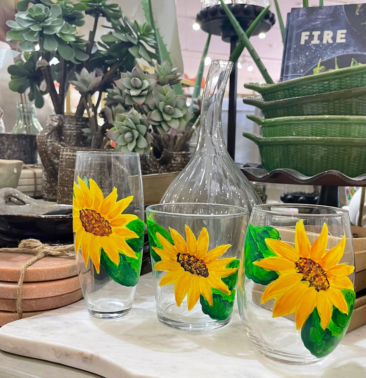 Michelle's Art Box Michelle's Art Box Sunflower Double Old Fashion Glass - Little Miss Muffin Children & Home