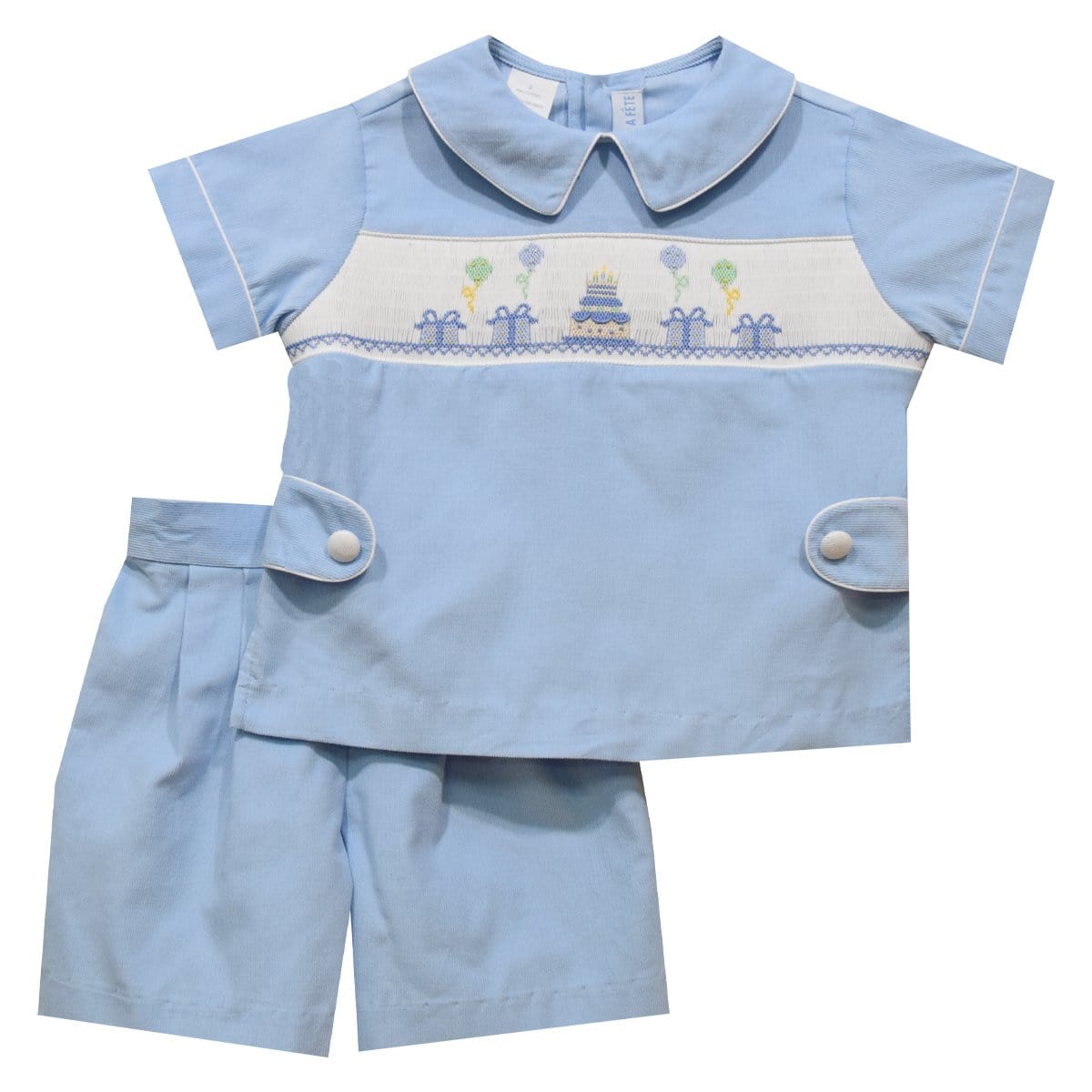 Vive La Fete Vive La Fete Birthday Smocked Corduroy Short Sleeve Boys Set - Little Miss Muffin Children & Home