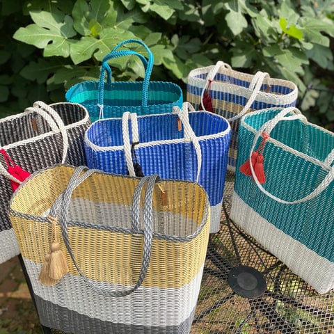 IXOQ IXOQ Cesta Hand Woven Yellow & White Large Tote Bag - Little Miss Muffin Children & Home