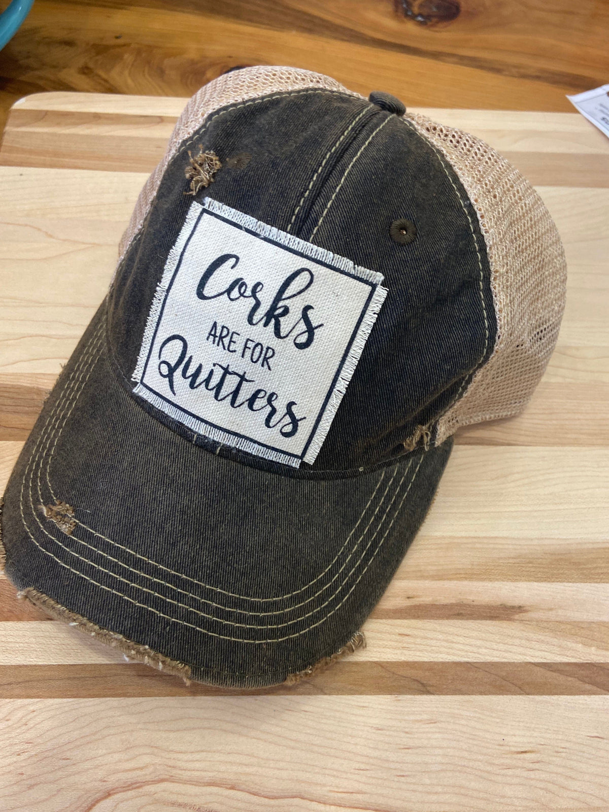 Vintage Life - Vintage Life "Corks Are For Quitters" Distressed Trucker Cap - Little Miss Muffin Children & Home