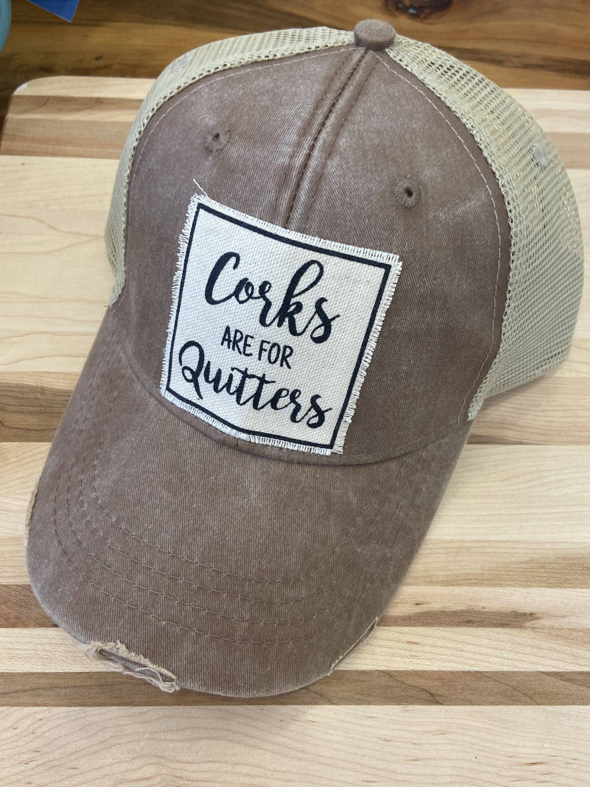 Vintage Life - Vintage Life "Corks Are For Quitters" Distressed Trucker Cap - Little Miss Muffin Children & Home