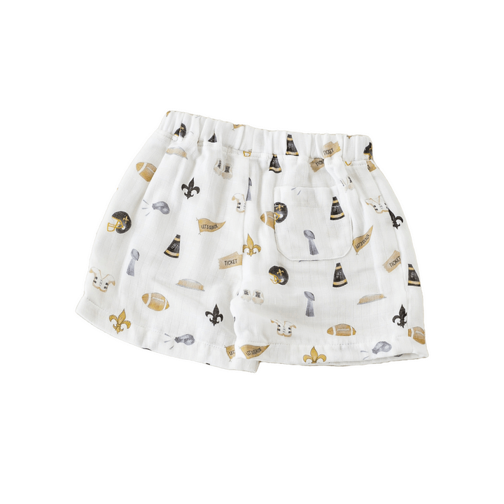 Nola Tawk Nola Tawk Organic Muslin Let's Geaux Saints short - Little Miss Muffin Children & Home