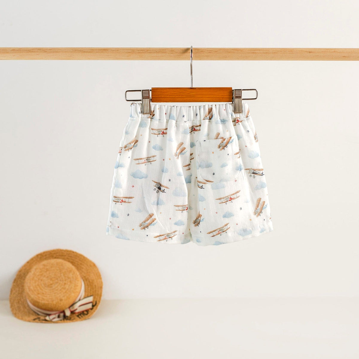 Nola Tawk Nola Tawk Just Plane Awesome Organic Muslin Shorts - Little Miss Muffin Children & Home