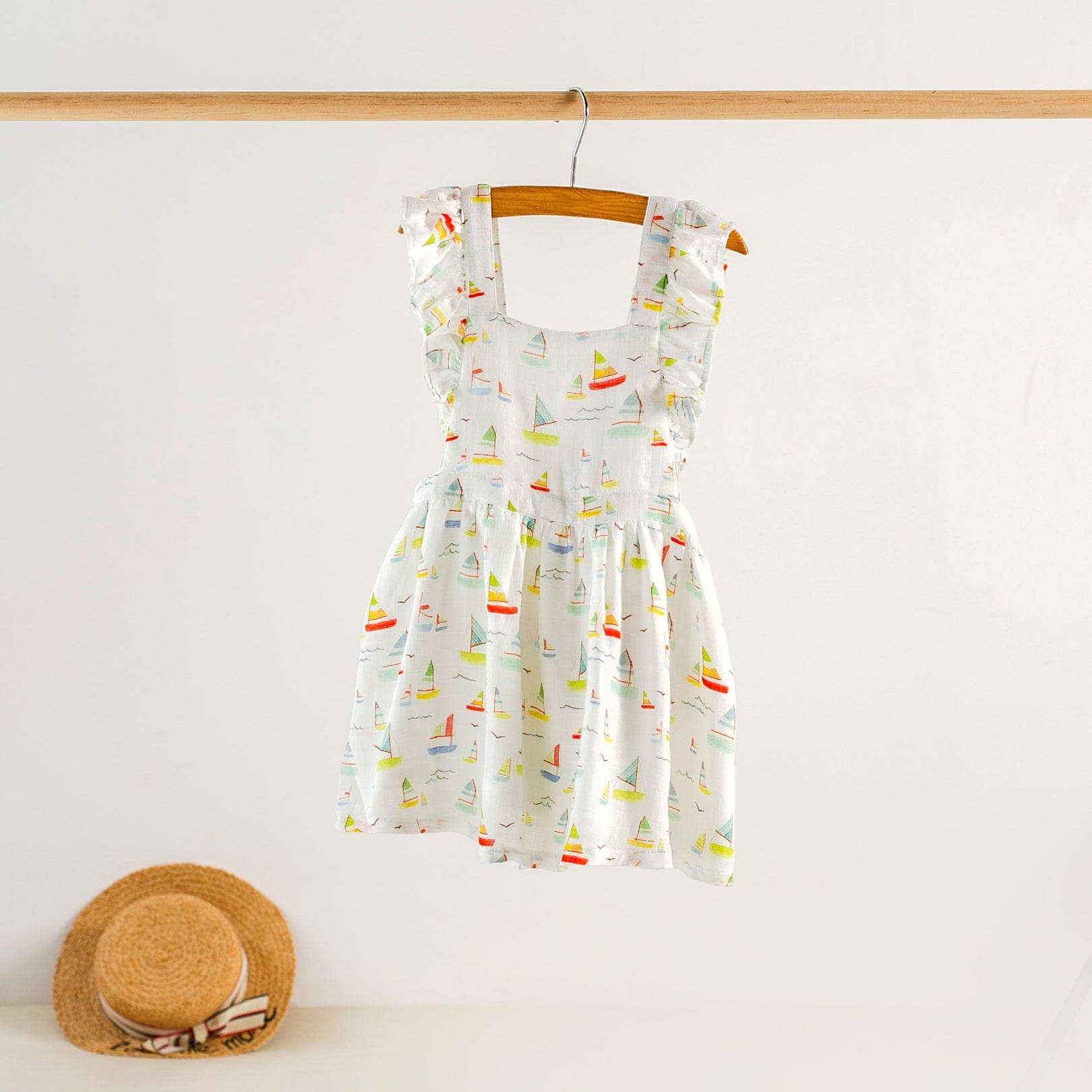 Nola Tawk Nola Tawk Come Sail Away Organic Muslin Dress - Little Miss Muffin Children & Home