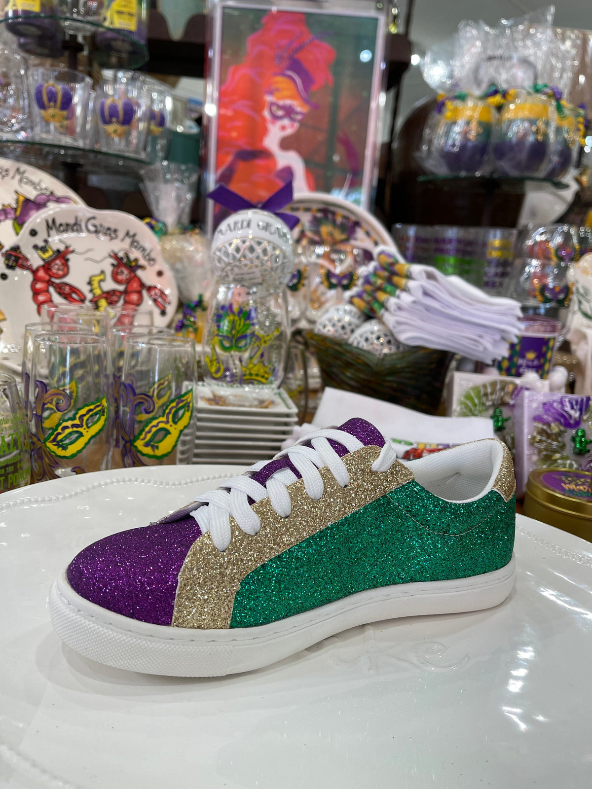 Brewer Enterprises Brewer Enterprises Mardi Gras Glitter Sneaker - Little Miss Muffin Children & Home