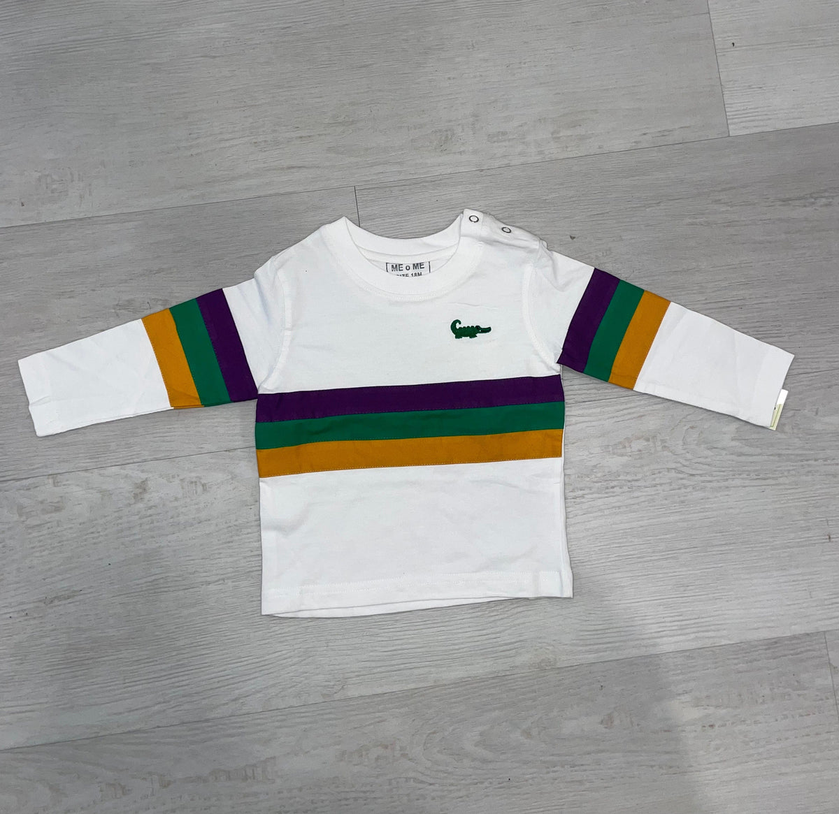 Lulu Bebe Me Me's Children Luke White Mardi Gras Long Sleeve Crew Neck Tee - Little Miss Muffin Children & Home