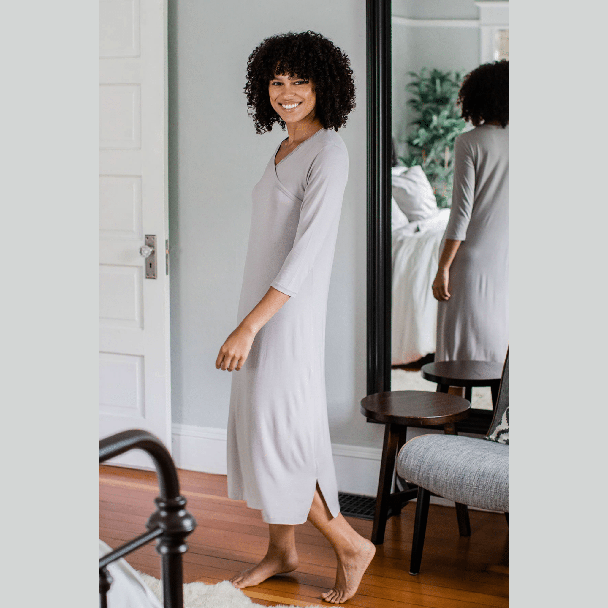 YAL - Yala Yala Haley Crossover Front Three Quarter Sleeve Bamboo Nightgown - Little Miss Muffin Children & Home