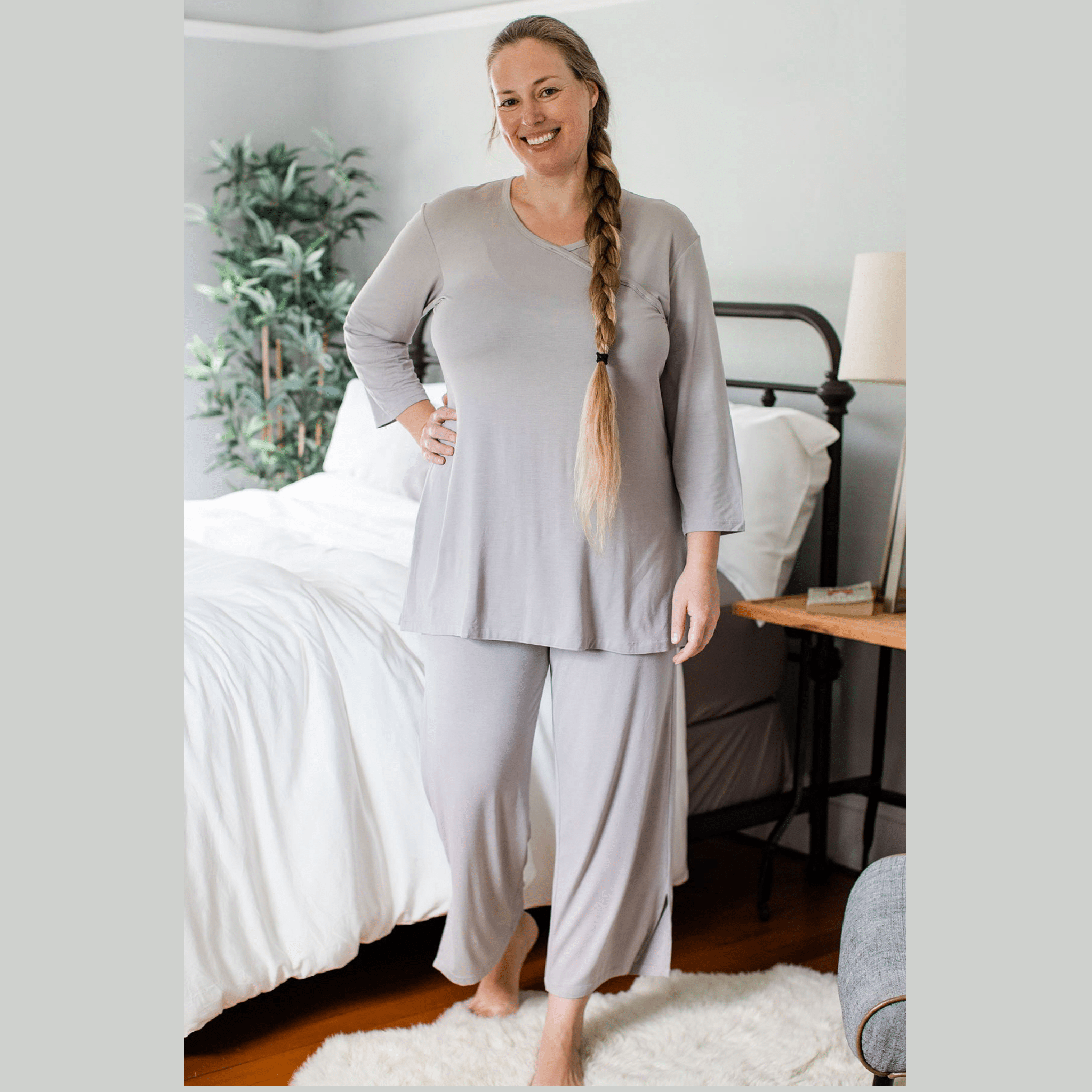 Yala Haley Crossover Front 3 4 Sleeve Bamboo Pajama Set