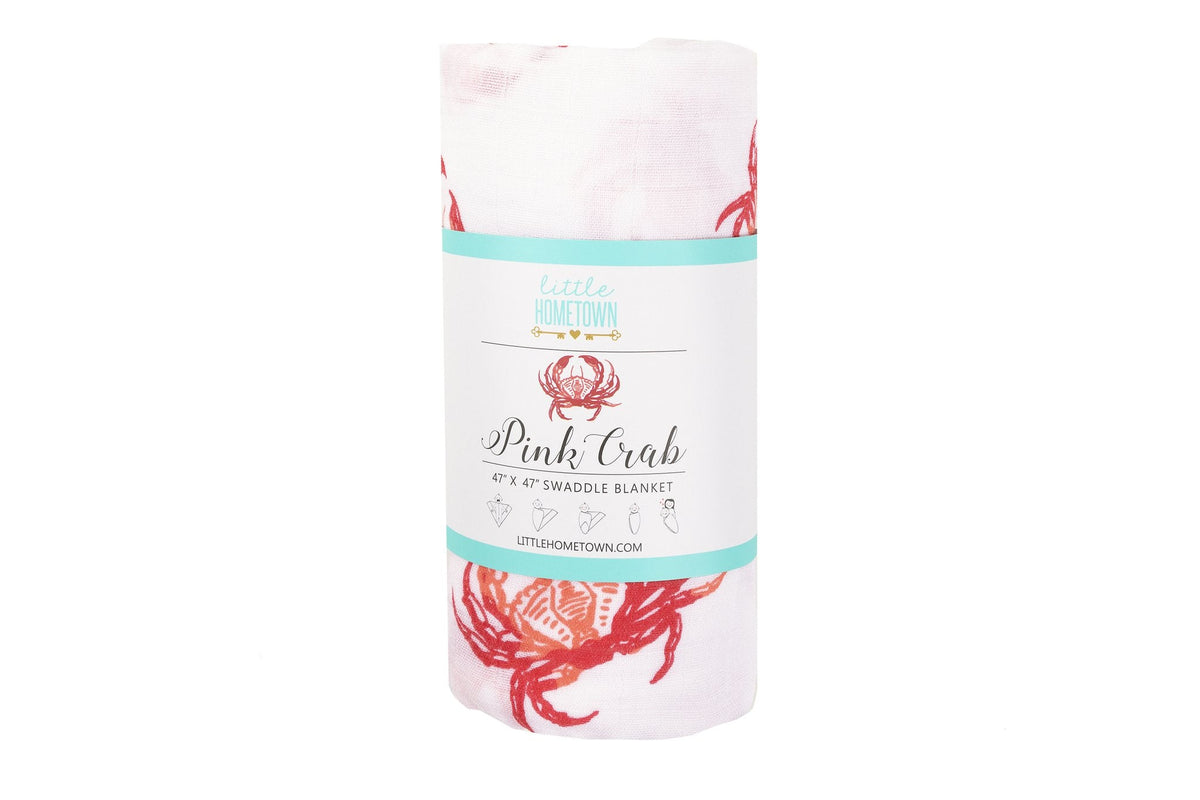 Little Hometown Little Hometown Pink Crab Swaddle Blanket - Little Miss Muffin Children & Home