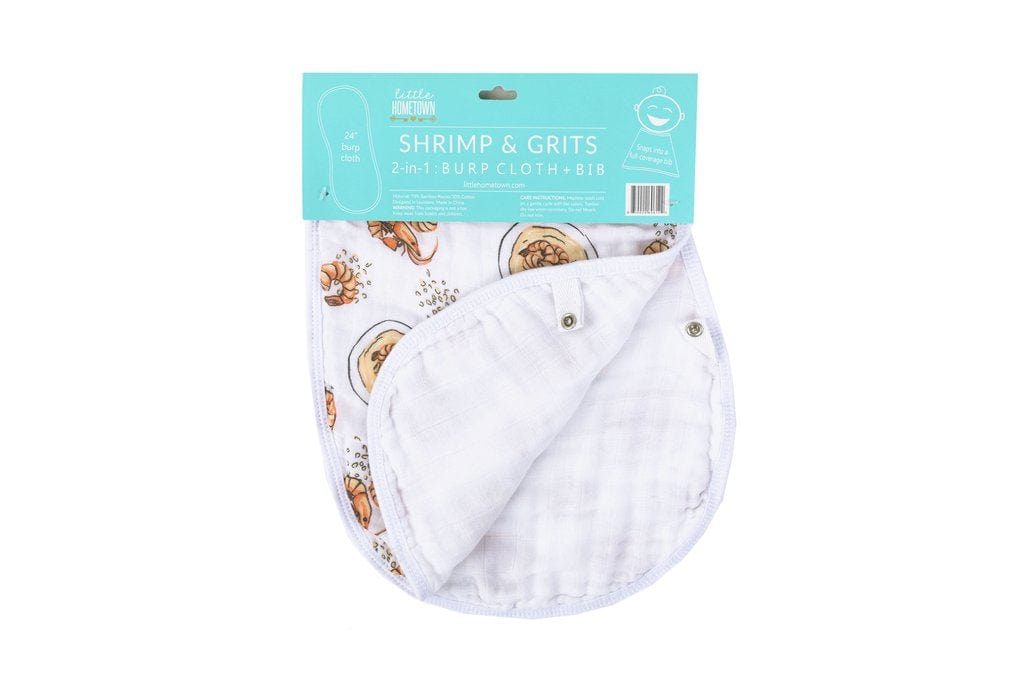 Little Hometown Little Hometown Shrimp 'n' Grits 2-in-1 Burp Cloth and Bib - Little Miss Muffin Children & Home
