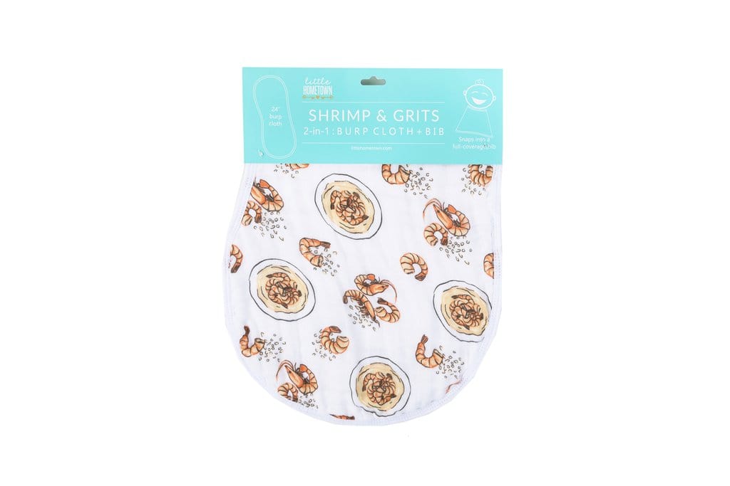 Little Hometown Little Hometown Shrimp 'n' Grits 2-in-1 Burp Cloth and Bib - Little Miss Muffin Children & Home