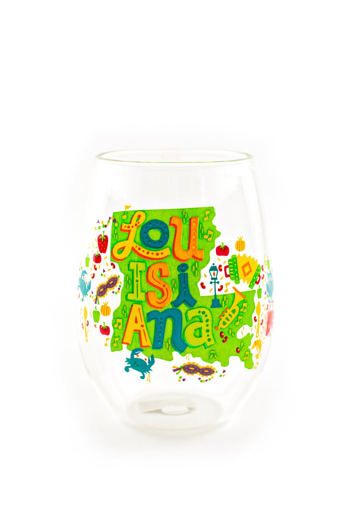 Second Line Ventures 10565 The Parish Line "Louisiana" Stemless Wine Glass - Little Miss Muffin Children & Home