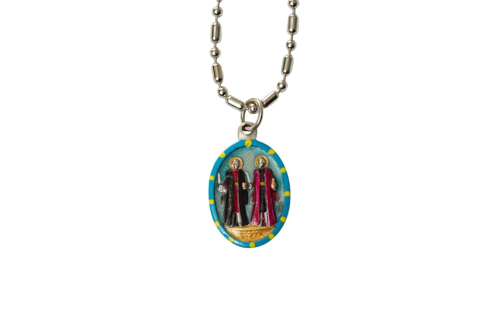 Saints For Sinners Saints For Sinners Saints Cosmos & Damian Hand Painted Medal - Little Miss Muffin Children & Home