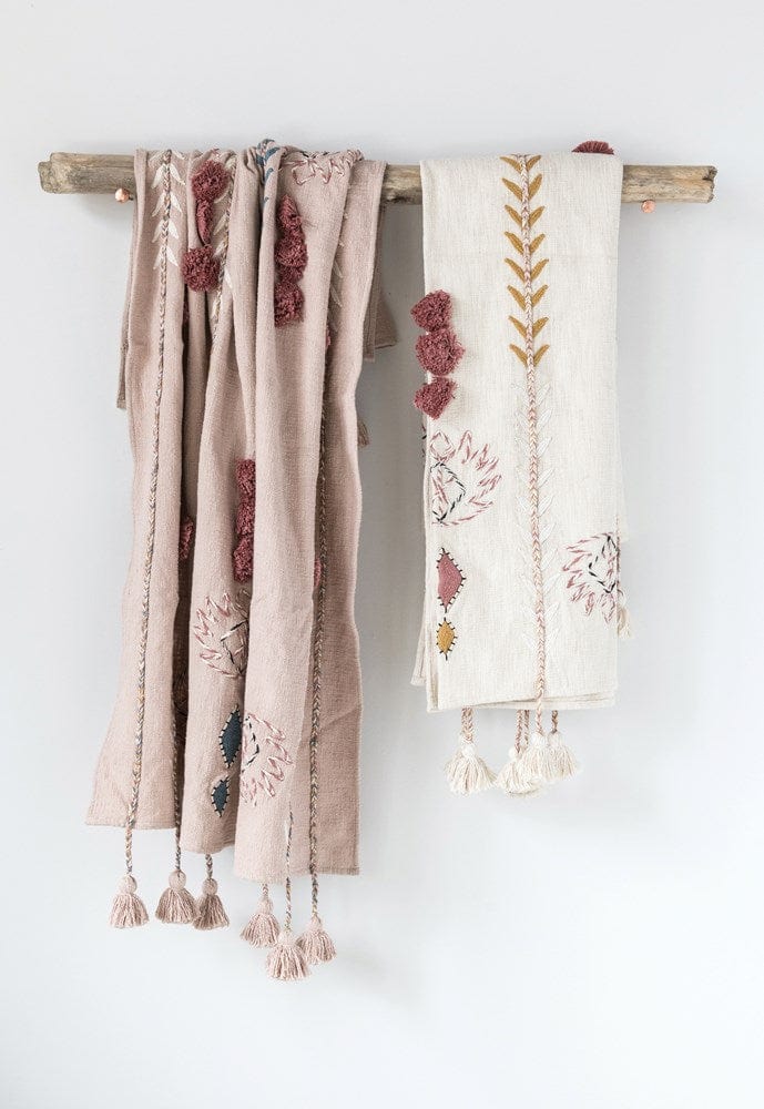 Creative Co-Op Creative Co-op Cotton Embroidered Tassel Throw - Little Miss Muffin Children & Home