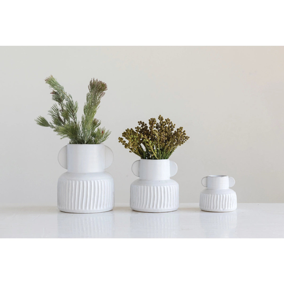 Creative Co-Op Creative Co-Op Stoneware Pleated Vase - Little Miss Muffin Children & Home