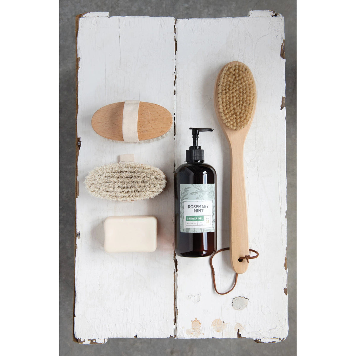 Creative Co-op Creative Co-op Wood Bath Brush with Leather Strap - Little Miss Muffin Children & Home