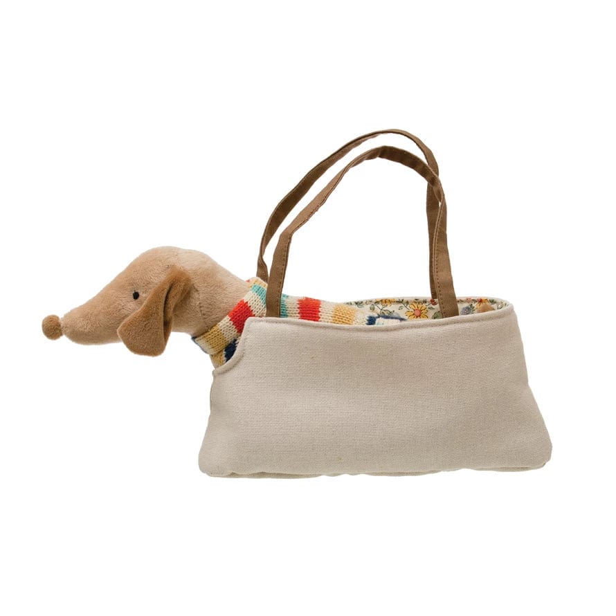 Creative Co-op Creative Co-op Cotton Plush Dachshund in Carrier - Little Miss Muffin Children & Home