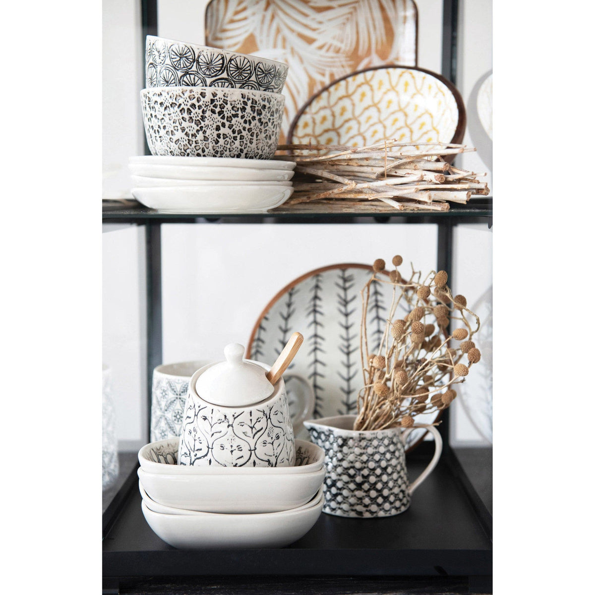 Creative Co-op Creative Co-op Patterned Large Acacia Wood Bowl - Little Miss Muffin Children & Home
