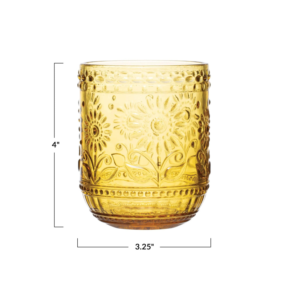 Creative Co-op Creative Co-op Embossed Drinking Glass, 12oz - Little Miss Muffin Children & Home