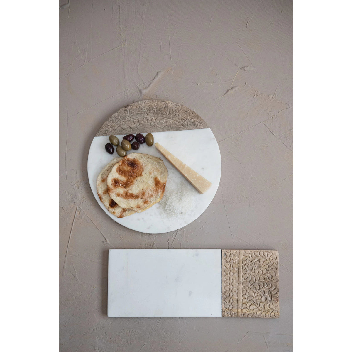 Creative Co-op Creative Co-op Marble & Hand-Carved Wood Serving Board - Little Miss Muffin Children & Home