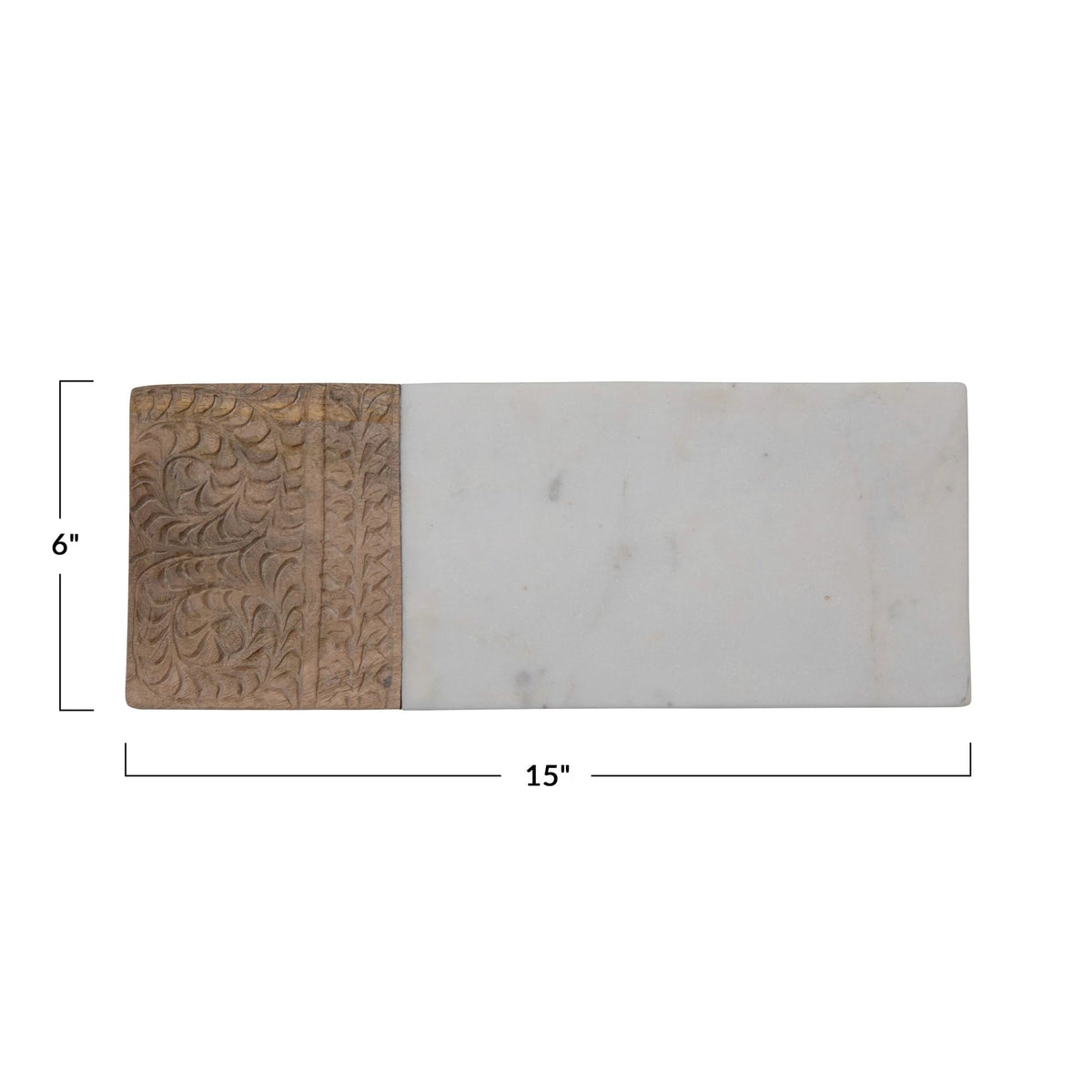 Creative Co-op Creative Co-op Marble & Hand-Carved Wood Serving Board - Little Miss Muffin Children & Home