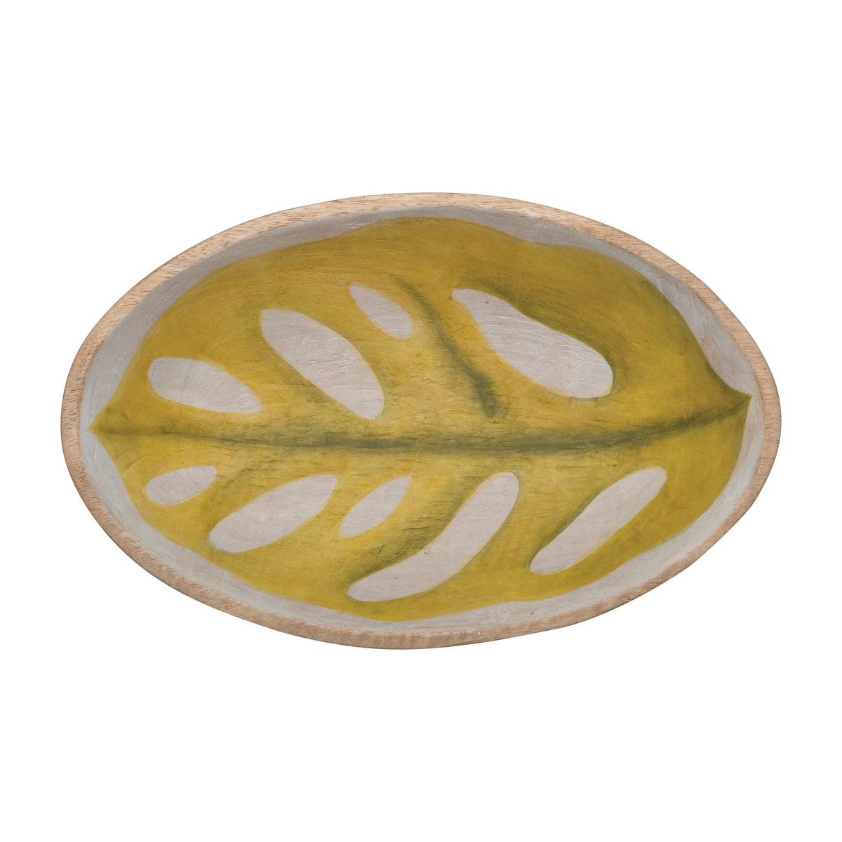 Creative Co-op Creative Co-op Hand-Painted Mango Wood Leaf Bowl - Little Miss Muffin Children & Home