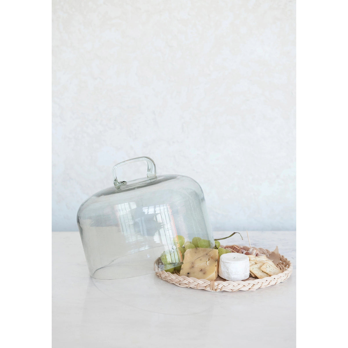 Creative Co-op Creative Co-op Glass Cloche with Rattan Base, Set of 2 - Little Miss Muffin Children & Home