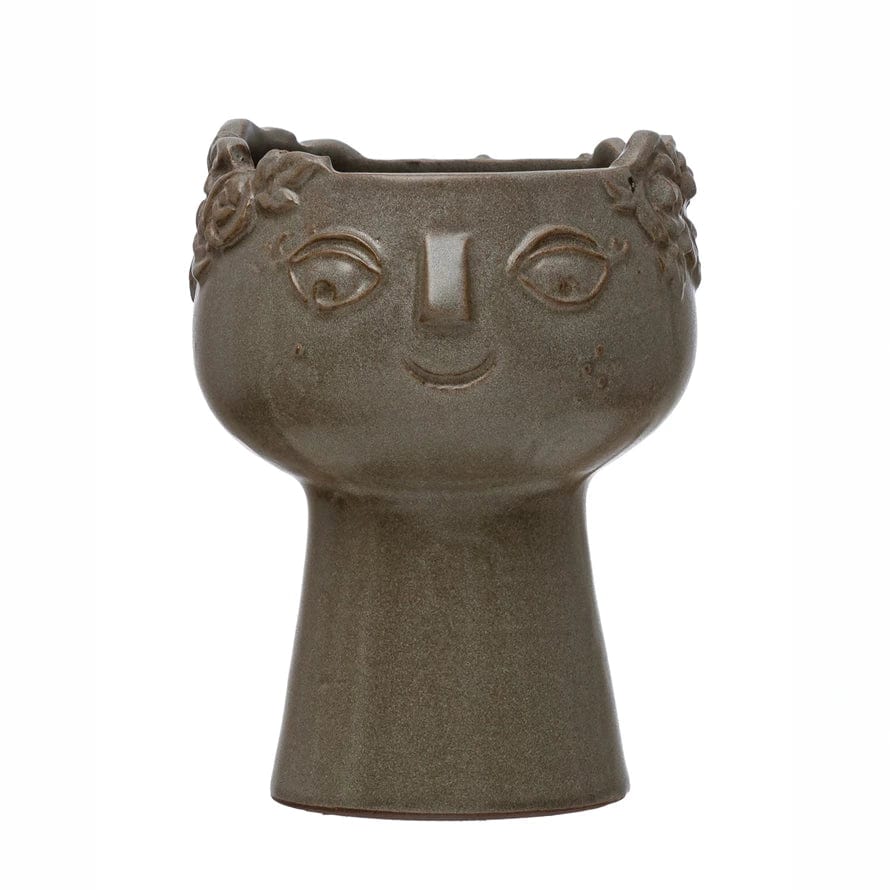 Creative Co-op Creative Co-op Stoneware Planter with Face - Little Miss Muffin Children & Home