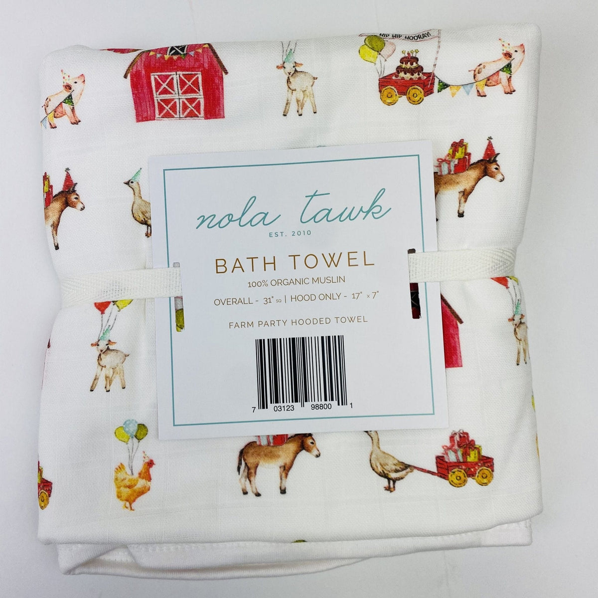 Nola Tawk - Nola Tawk Farm Party Organic Muslin Hooded Towel - Little Miss Muffin Children & Home