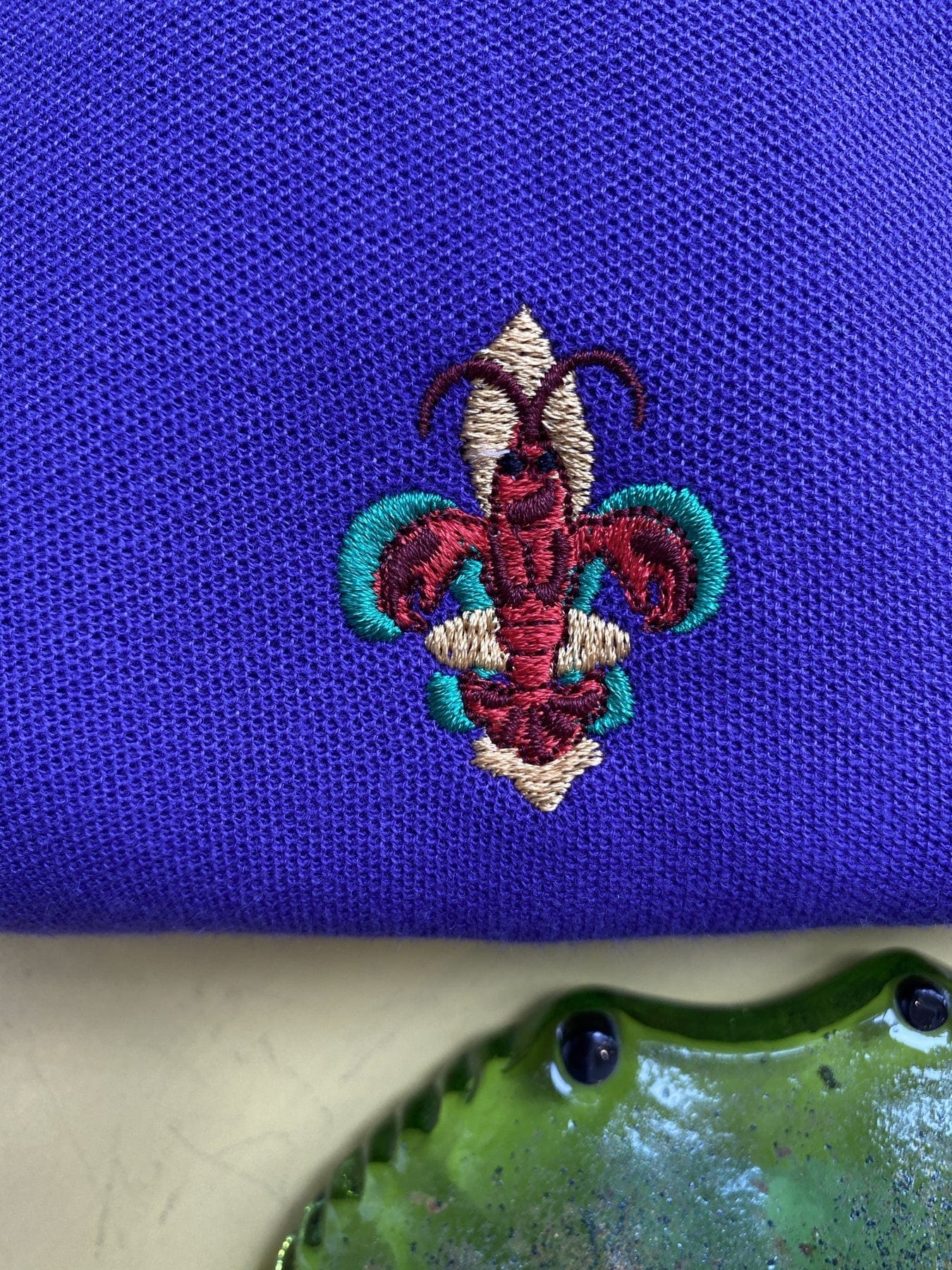 Whereable Art Whereable Art Polo Lizzyd-esigns Pique Classic Polo with Embroidered New Orleans Mardi Gras Crawfish - Little Miss Muffin Children & Home