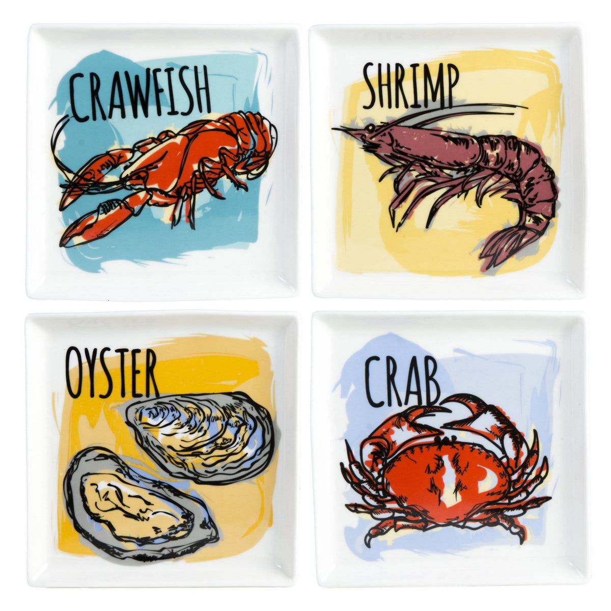 The Parish Line - The Parish Line Set of 4 Seafood Appetizer Plates 10202 - Little Miss Muffin Children & Home