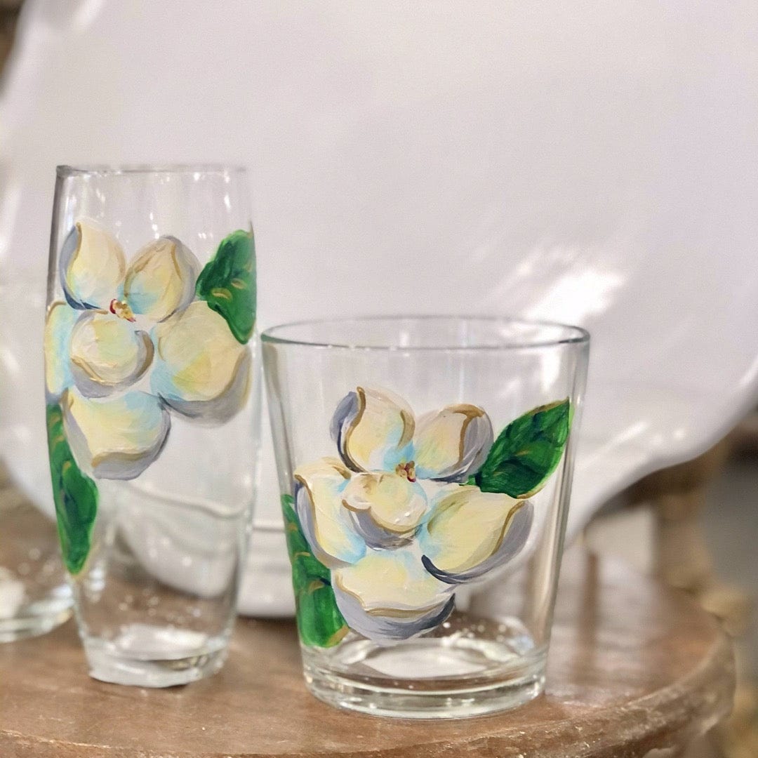 Michelle's Art Box Magnolia Glassware Collection Hand Painted Double Old Fashion Glass - Little Miss Muffin Children & Home