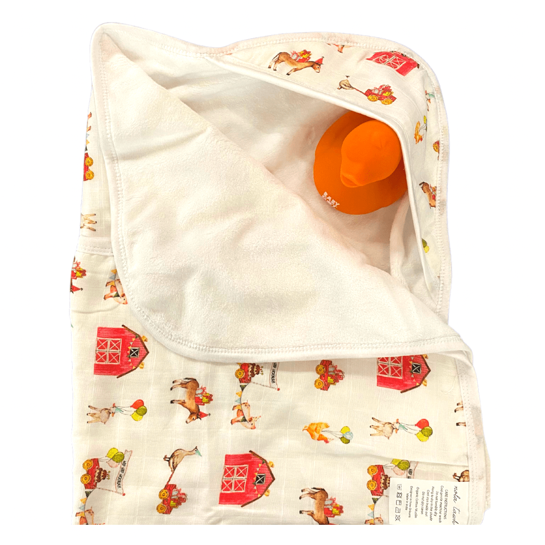 Nola Tawk Nola Tawk Farm Party Organic Muslin Hooded Towel - Little Miss Muffin Children & Home
