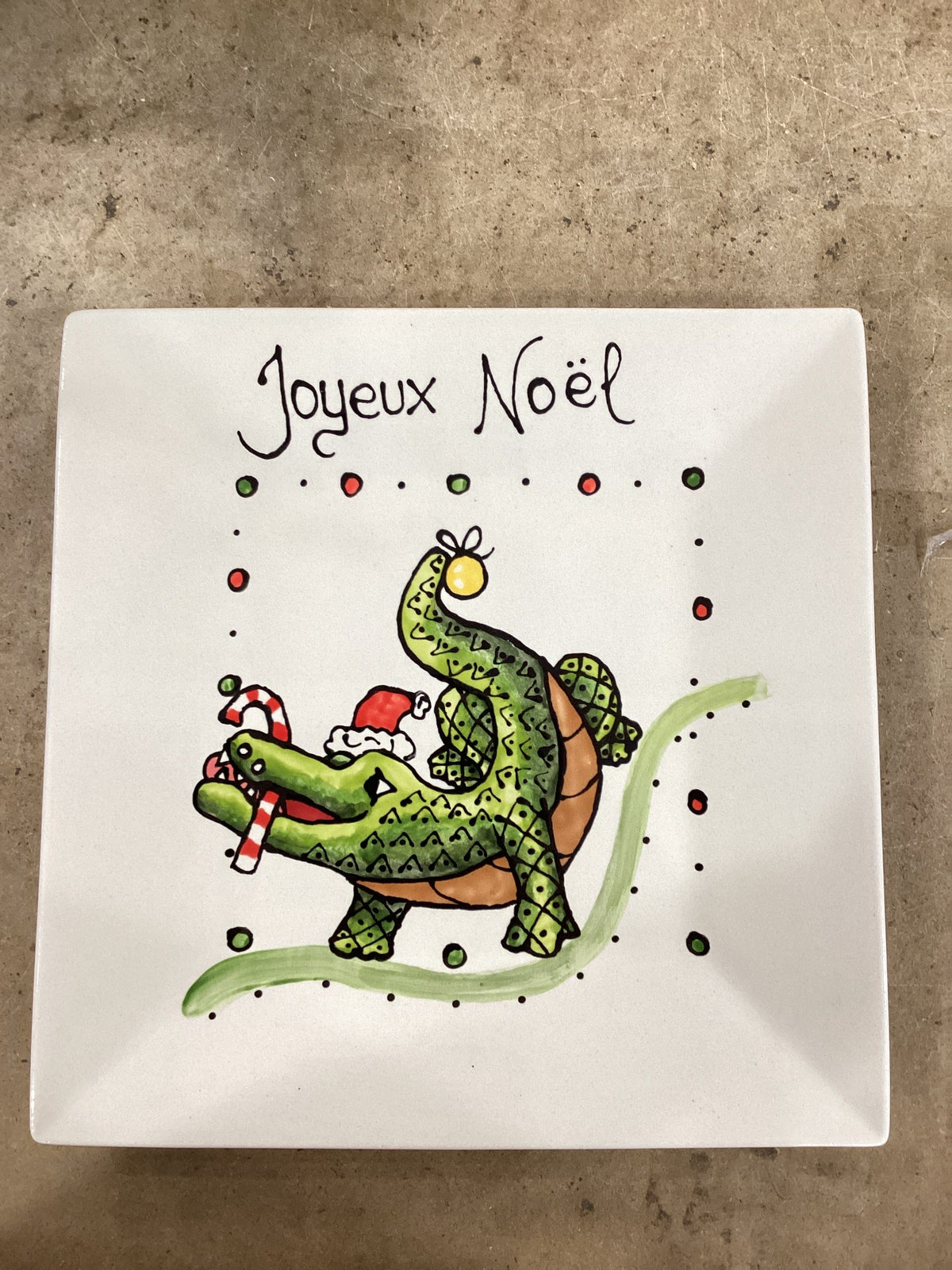 Jan Salzer Art Jan Salzer Square Alligator Christmas Plate - Little Miss Muffin Children & Home