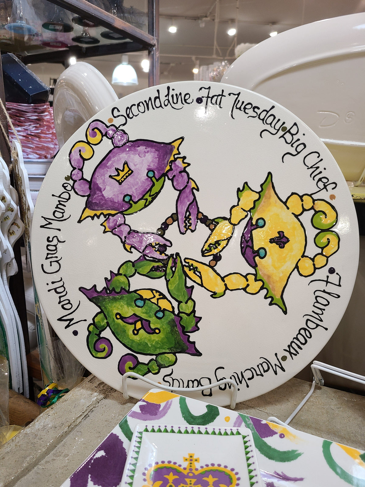 Jan Salzer Art Jan Salzer Mardi Gras Crabs King Cake Platter - Little Miss Muffin Children & Home