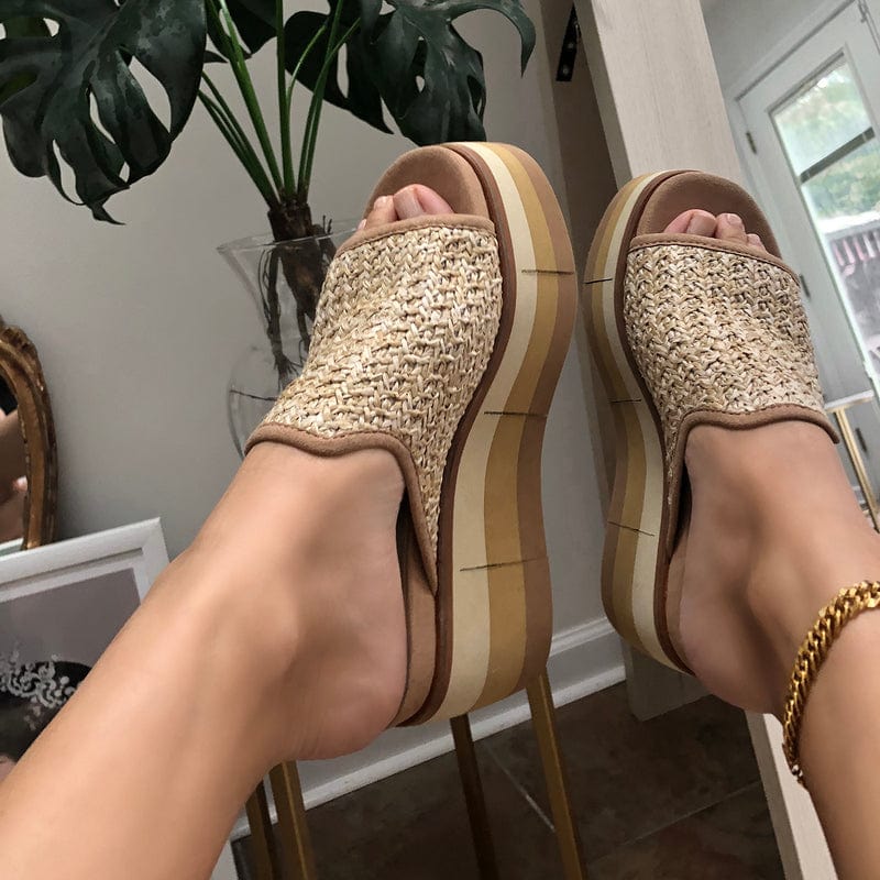 Consolidated /nicole Shoe Naked Feet Flocci Platform Sandal in Beige - Little Miss Muffin Children & Home