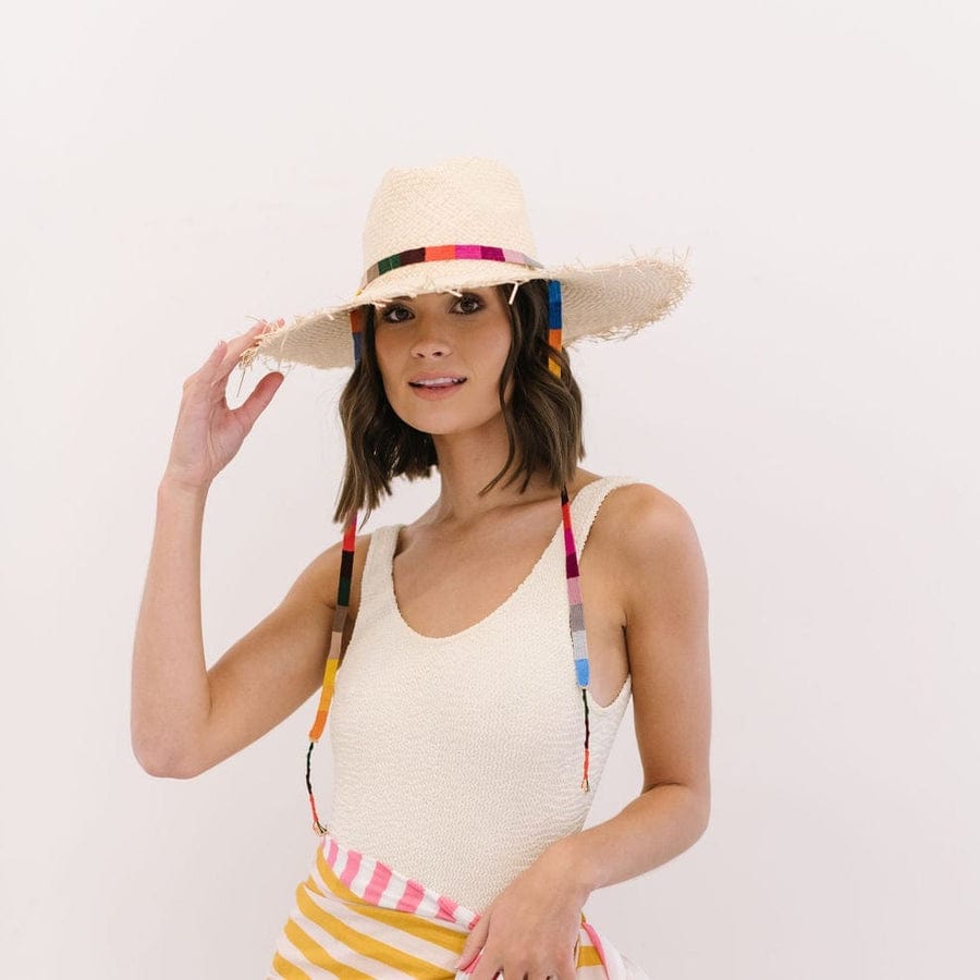 Sunshine Tienda Sunshine Tienda Wide Brimmed Palm Fringe Hat - Little Miss Muffin Children & Home