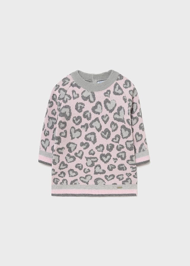 Mayoral Mayoral Tricot Heart Leopard Sweater Dress - Little Miss Muffin Children & Home