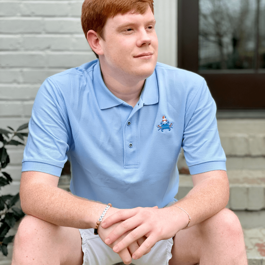 Whereable Art Whereable Art Pique Classic Polo with Embroidered New Orleans Crab with Snowball - Little Miss Muffin Children & Home