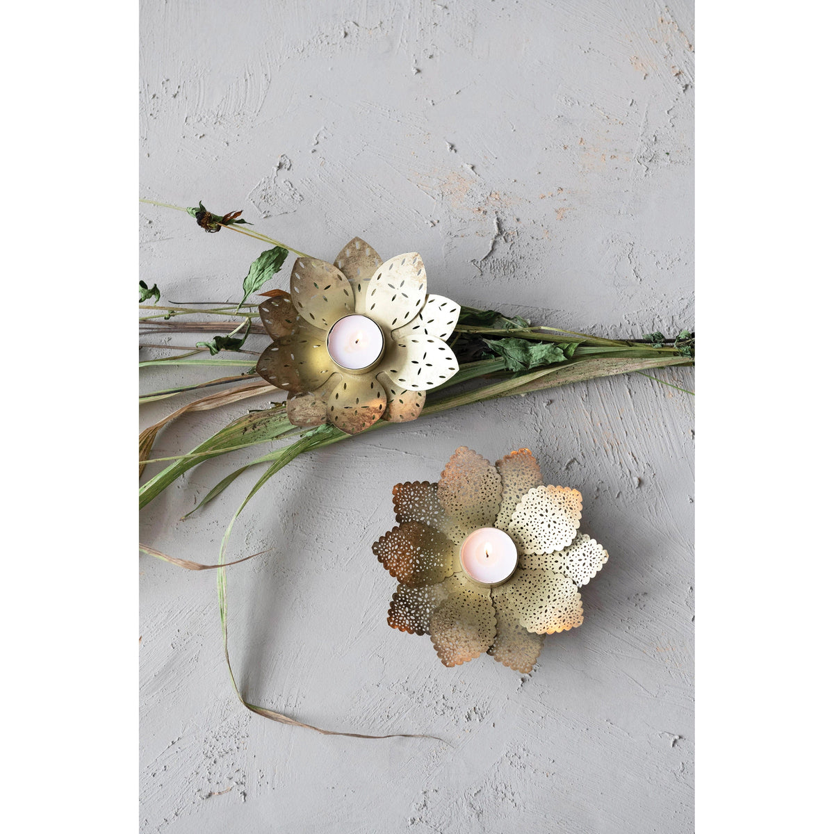 CCO - Creative Co-op Creative Co-op Metal Cut Flower Tealight Holder - Little Miss Muffin Children & Home
