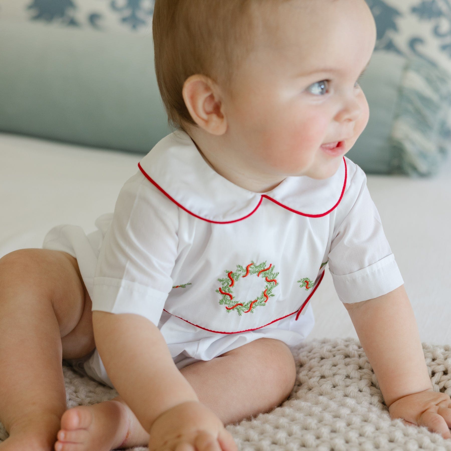 Bailey Boys White Wreath Short Dressy Bubble - Little Miss Muffin Children & Home