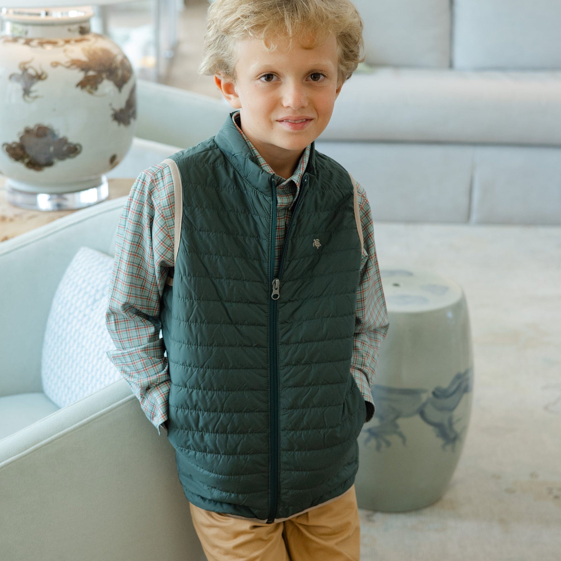 Bailey Boys Quilted Vest in Forest - Little Miss Muffin Children & Home